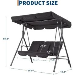 Jojoka 3-Seat Patio Swing Chair,Outdoor Porch Swing