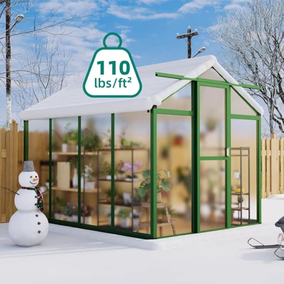 6x8 FT Large Aluminum Greenhouses Heavy Duty Polycarbonate Walk-in Green Houses With Roof Vent For Winter Garden 5 6x8 FT Large Aluminum Greenhouses Heavy Duty Polycarbonate Walk-in Green Houses With Roof Vent For Winter Garden - Image 3