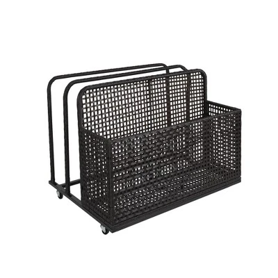 Pool Storage Bin, Rolling Poolside Float Storage With Towel Rack And Wheels, PE Rattan Mesh Organizer 9 Pool Storage Bin, Rolling Poolside Float Storage With Towel Rack And Wheels, PE Rattan Mesh Organizer - Image 7