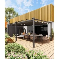 12x20ft Extra Large Aluminum Pergola With Adjustable Sun Shade Canopy, 4-Side Anchoring, Gray Frame & Curtains 11 12x20ft Extra Large Aluminum Pergola With Adjustable Sun Shade Canopy, 4-Side Anchoring, Gray Frame & Curtains -House Beautiful GUEST e5fc744d 1cb5 4f2f 9d9c 7c11f2b94f44