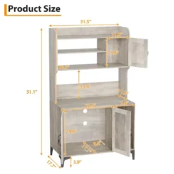 Cat Litter Box Enclosure With Storage Shelves, Hidden Cat Box Furniture With Scratch Pad, Multi-Functional Wooden Pet House & Indoor Washroom, Grey