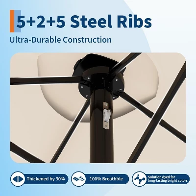 Jojoka 15FT Large Patio Umbrella With Base,Double-Sided Outdoor Market Rectangle Umbrellas For 2-8 People 7 Jojoka 15FT Large Patio Umbrella With Base,Double-Sided Outdoor Market Rectangle Umbrellas For 2-8 People - Image 5