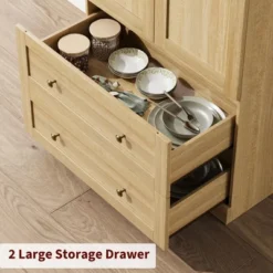 72" Tall Arched Kitchen Pantry Cabinet, Farmhouse Pantry Storage Cabinet With 2 Drawers & Wood Door, Freestanding Versatile Pantry Cabinets -House Beautiful GUEST e73ca1db 9b84 4af8 b006 1a941eb01a2c