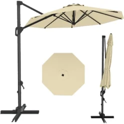 10FT Cantilever Patio Umbrella With Cross Base 360° Rotation Market Outdoor Umbrella For Patio -House Beautiful GUEST e73e4717 6007 48ea a240 904d68b6f85f