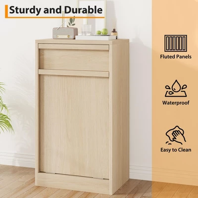 10 Gallon Tilt-Out Trash Cabinet – Modern Hidden Freestanding Garbage Can & Laundry Hamper, Pet-Proof Storage Cabinet, 1-Drawer Oa 5 10 Gallon Tilt-Out Trash Cabinet – Modern Hidden Freestanding Garbage Can & Laundry Hamper, Pet-Proof Storage Cabinet, 1-Drawer Oa - Image 3