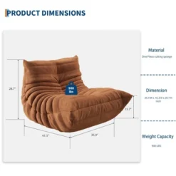 Premium Suede-Like Memory Foam Bean Bag Chair – Cozy One-Piece Floor Sofa For Adults, Reading Nook, Living Room & Office, Green