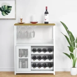 Wine Bar Rack Cabinet With Detachable Wine Rack, Coffee Barwith Glass Holder, Small Sideboard And Buffet Cabinet With Mesh Door -House Beautiful GUEST e8b9472b be6d 4b00 bcbb 453c739dd04c