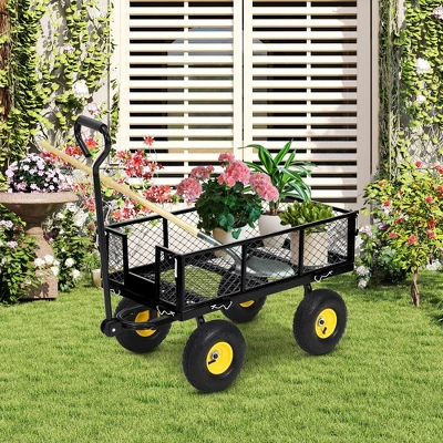 550 Lbs Steel Garden Cart, Heavy Duty Metal Garden Wagon With 10" Wheels, All-Terrain Wagon With 180° Rotating Handle & Removable Sides 10 550 Lbs Steel Garden Cart, Heavy Duty Metal Garden Wagon With 10" Wheels, All-Terrain Wagon With 180° Rotating Handle & Removable Sides - Image 8
