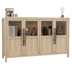 Sideboard Buffet Cabinet With 4 Glass Doors, 55" Buffet Table Coffee Bar Wine Bar Display Cabinet -House Beautiful GUEST e934d189 7389 445d aadc 74eb9236fb5f