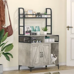 Wood Cat Litter Box Enclosure With Shelves And Doors, Hidden Cat Washroom Storage,Grey 16 Wood Cat Litter Box Enclosure With Shelves And Doors, Hidden Cat Washroom Storage,Grey -House Beautiful GUEST e9affa26 27e9 4407 85e4 18ea2ea91e9b 1