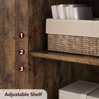 Kitchen Pantry Cabinets With Glass Doors And Adjustable Shelves, 54in Tall Freestanding Wooden Cupboard With Hutch 5 Kitchen Pantry Cabinets With Glass Doors And Adjustable Shelves, 54in Tall Freestanding Wooden Cupboard With Hutch - Image 3