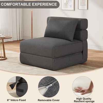 Folding Sofa Bed - Convertible Sleeper Chair With Upgraded Pillow, Sleeper Couch Linen Fabric, Foldable Memory Foam Sleepers Comfy Floor Sofa 5 Folding Sofa Bed - Convertible Sleeper Chair With Upgraded Pillow, Sleeper Couch Linen Fabric, Foldable Memory Foam Sleepers Comfy Floor Sofa - Image 3