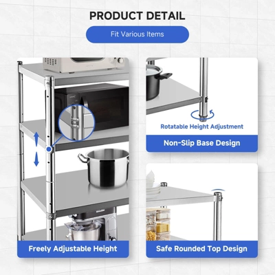 Stainless Steel Shelving Adjustable Shelf Storage Unit Stainless Steel Heavy Duty Shelving 8 Stainless Steel Shelving Adjustable Shelf Storage Unit Stainless Steel Heavy Duty Shelving - Image 6