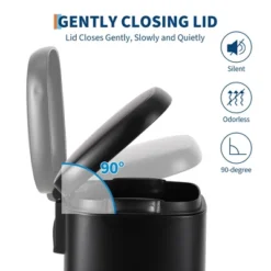 12 Liter 3.2 Gallon Stainless Steel Trash Can, Soft Close Lid, Child Proof Step On Pedal, Black For Kitchen & Home -House Beautiful GUEST eb1ae410 dbb4 40c2 a9c2 b55be9dc576b