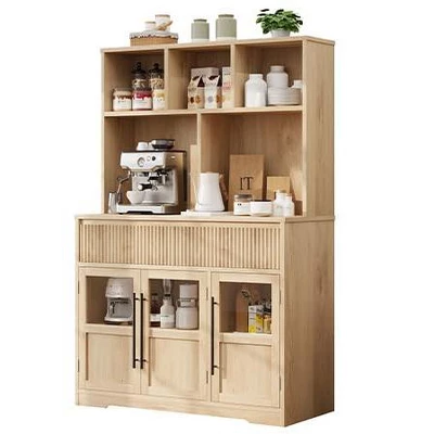 60'' Kitchen Pantry Cabinet, Tall Kitchen Cabinet Pantry Cabinet With Glass Doors, Kitchen Cabinet 8 60'' Kitchen Pantry Cabinet, Tall Kitchen Cabinet Pantry Cabinet With Glass Doors, Kitchen Cabinet - Image 6