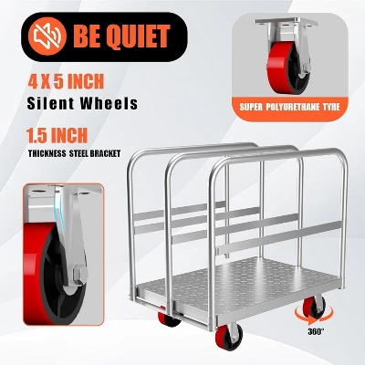 Heavy Duty Steel Panel Cart Dolly – 2000 Lbs Capacity Drywall Dolly & Lumber Truck Cart With 3 Side Handrails, 36" L X 24" W X 33" H 7 Heavy Duty Steel Panel Cart Dolly – 2000 Lbs Capacity Drywall Dolly & Lumber Truck Cart With 3 Side Handrails, 36" L X 24" W X 33" H - Image 5