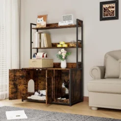 Cat Litter Box Enclosure With 2 Storage Shelves, Hidden Cat Furniture Cabinet With Double Doors, Scratch Pad, Indoor Cat House & Bookshelf Design 15 Cat Litter Box Enclosure With 2 Storage Shelves, Hidden Cat Furniture Cabinet With Double Doors, Scratch Pad, Indoor Cat House & Bookshelf Design -House Beautiful GUEST ecd7be82 09aa 4ae7 b2e7 9d9cbc48cb8d