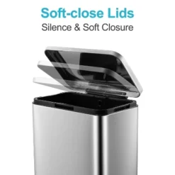 13 Gallon / 50L Kitchen Trash Can, Stainless Steel Rectangular Pedal Recycle Bin -House Beautiful GUEST ecfb512c 2306 4d5c 8f73 a7eebebd1454