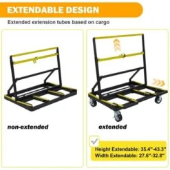Folding Drywall Cart, Heavy Duty 2200 Lbs Panel Dolly With Extended Deck, Adjustable Casters, Sheetrock Handling Truck -House Beautiful GUEST ed1a0845 a5af 4d90 8cfa 6296c3594fb1