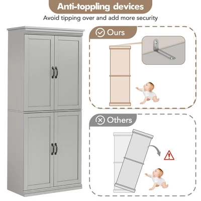 Pantry Cabinet,70" Tall Kitchen Pantry Cabinets With 2 Doors And 3 Adjustable Shelves, Freestanding Cupboard, Modern Storage Cabinet 9 Pantry Cabinet,70" Tall Kitchen Pantry Cabinets With 2 Doors And 3 Adjustable Shelves, Freestanding Cupboard, Modern Storage Cabinet - Image 7