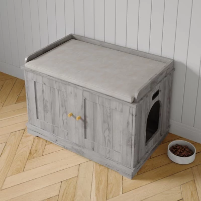 Cat Litter Box Enclosure Hidden Litter Box Cabinet With Wooden Barn Door 8 Cat Litter Box Enclosure Hidden Litter Box Cabinet With Wooden Barn Door - Image 6