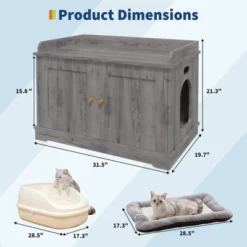 Cat Litter Box Enclosure, Wooden Cat Washroom Furniture With Barn Door, Hidden Litter Box Cover -House Beautiful GUEST ed89c3b8 e8ed 4f95 af76 c576122687e2