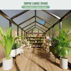 6x10 Ft Aluminum Frame Polycarbonate Accessible Greenhouses With Roof Vents And Sliding Doors Suitable For Outdoor Gardens And Backyards, Black 11 6x10 Ft Aluminum Frame Polycarbonate Accessible Greenhouses With Roof Vents And Sliding Doors Suitable For Outdoor Gardens And Backyards, Black -House Beautiful GUEST ed8e92cd 8735 4e49 81a6 3fd456767be6