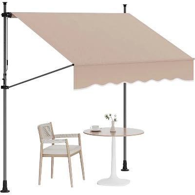 118’’x67’’ Manual Retractable Awning, Freestanding Patio Awning With Crank Handle 11 118’’x67’’ Manual Retractable Awning, Freestanding Patio Awning With Crank Handle - Image 9