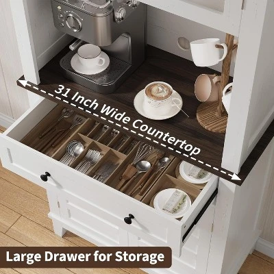 72" Pantry Cabinet With Storage Drawers,Tall Kitchen Pantry Storage Cabinet With 2 Glass Doors 5 72" Pantry Cabinet With Storage Drawers,Tall Kitchen Pantry Storage Cabinet With 2 Glass Doors - Image 3