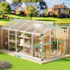 6x10 FT Large Aluminum Greenhouses With Roof Vent Walk-in Green Houses For Winter Garden Backyard Patio Lawn -House Beautiful GUEST ee95c217 3485 431c ba24 4d1f67ba4c91