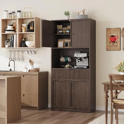 Kitchen Pantry Cabinet,70" Tall Pantry Storage Cabinet With Countertop For Dining Room 11 Kitchen Pantry Cabinet,70" Tall Pantry Storage Cabinet With Countertop For Dining Room - Image 9