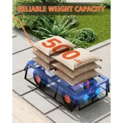 Heavy Duty Steel Garden Wagon Cart Capacity With Removable Sides Tires For Yard Lawn Farm Warehouse