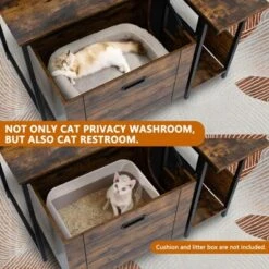 Large Hidden Litter Box Furniture With Storage Shelves, Enclosure Cabinet For Self-Cleaning & Traditional Litter Boxes, Grey 14 Large Hidden Litter Box Furniture With Storage Shelves, Enclosure Cabinet For Self-Cleaning & Traditional Litter Boxes, Grey -House Beautiful GUEST eff220ff 63a9 4b4b b3c5 5ec2e467081b