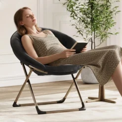 JojokaFolding Saucer Chair, Portable Soft Moon Chair With Folding Metal Frame, Faux Fur XL Circle Chair For Small Spaces, Living Room, Bedroom, 15 JojokaFolding Saucer Chair, Portable Soft Moon Chair With Folding Metal Frame, Faux Fur XL Circle Chair For Small Spaces, Living Room, Bedroom, -House Beautiful GUEST f0f72f74 dc7b 4e86 91b5 1f103124f184