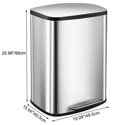 50L/13Gal Heavy Duty Hands-Free Stainless Steel Kitchen Trash Can, Commercial Rectangular Kitchen Waste Bin 3 50L/13Gal Heavy Duty Hands-Free Stainless Steel Kitchen Trash Can, Commercial Rectangular Kitchen Waste Bin