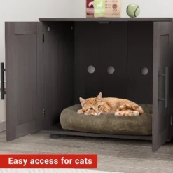 Double Cage Cat Litter Box Enclosure Furniture – Hidden Wooden Enclosed House For 2 Cats, 55" L X 17.7" W X 22.5" H – Discreet Odor-Control Design -House Beautiful GUEST f2766701 ce44 4397 bf33 3dc197ab08ce