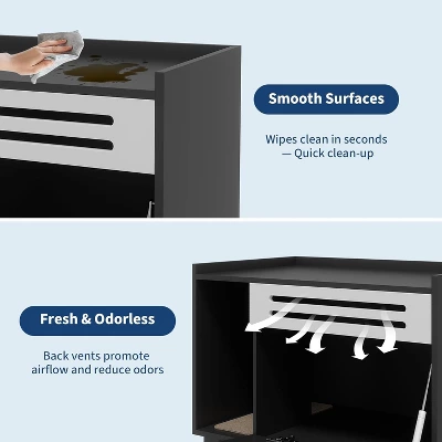 Cat Litter Box Enclosure, Hidden Litter Box Cabinet With Flip-Down Door, Pet House Side End Table With Storage, Indoor Wooden Cat Washroom 7 Cat Litter Box Enclosure, Hidden Litter Box Cabinet With Flip-Down Door, Pet House Side End Table With Storage, Indoor Wooden Cat Washroom - Image 5