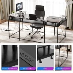 U Shaped Gaming Desk, 79" Reversible L Shaped Desk With Power Outlets, Lights, Monitor Stand & Storage Shelves -House Beautiful GUEST f3091790 57da 4c83 a59c f57dbbae5db2