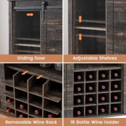 Jojoka Farmhouse Bar Cabinet With Barn Door Cabinet With Rack And Glass Rack, Buffet Cabinet With Storage For Dining Room(Rustic Oak) 14 Jojoka Farmhouse Bar Cabinet With Barn Door Cabinet With Rack And Glass Rack, Buffet Cabinet With Storage For Dining Room(Rustic Oak) -House Beautiful GUEST f3681e93 40d9 4de4 9dce dd6085ed0977