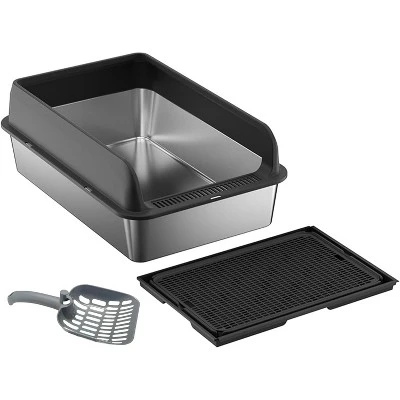 Stainless Steel Cat Litter Box With Scoop And Mats,Open Top High Wall Sided Enclosure Large Metal Cat Litter Box Non-Sticky Easy 10 Stainless Steel Cat Litter Box With Scoop And Mats,Open Top High Wall Sided Enclosure Large Metal Cat Litter Box Non-Sticky Easy - Image 8