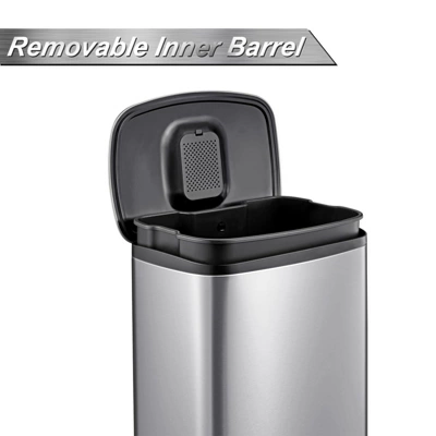 50L/13Gal Heavy Duty Hands-Free Stainless Steel Kitchen Trash Can, Commercial Rectangular Kitchen Waste Bin 4 50L/13Gal Heavy Duty Hands-Free Stainless Steel Kitchen Trash Can, Commercial Rectangular Kitchen Waste Bin - Image 2