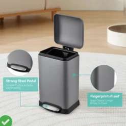 3.2 Gal/12L Trash Can Rectangular Stainless Steel Trash Can W/Recycling Bin Fingerprint-Resistant -House Beautiful GUEST f480a5e8 1bb2 4a5b 83ec 8c6487ddbb72