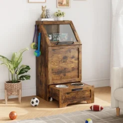 Large Dog Food Storage Cabinet With Flip Top - Pet Feeding Station & Organizer W/Transparent Lid, Side Hooks For Leashes - Multi-Functional Furniture 14 Large Dog Food Storage Cabinet With Flip Top - Pet Feeding Station & Organizer W/Transparent Lid, Side Hooks For Leashes - Multi-Functional Furniture -House Beautiful GUEST f4ccce51 3058 4da7 880b 85778036de14