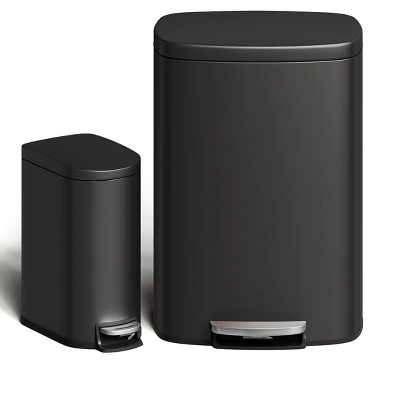 13.2 Gal & 2.6 Gal Stainless Steel Trash Can Combo Set – Rustproof Step-On Kitchen And Bathroom Garbage Bins, Silver 10 13.2 Gal & 2.6 Gal Stainless Steel Trash Can Combo Set – Rustproof Step-On Kitchen And Bathroom Garbage Bins, Silver - Image 8