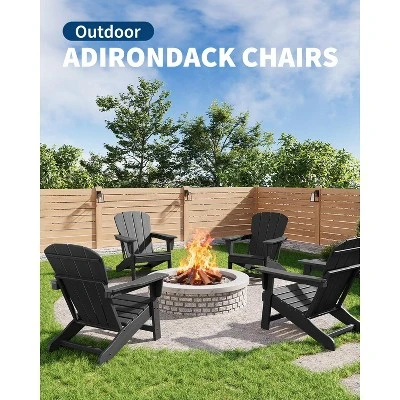 Outdoor Adirondack Chairs, HDPE Patio Chairs For All Weather, Heavy Duty Fire Pit Seating With Wide Armrests And Slatted Back 9 Outdoor Adirondack Chairs, HDPE Patio Chairs For All Weather, Heavy Duty Fire Pit Seating With Wide Armrests And Slatted Back - Image 7