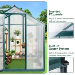 6 X 8FT Polycarbonate Walk-In Greenhouse With Lockable Doors Adjustable Vent Window Heavy Duty Aluminum Frame Outdoor Garden 14 6 X 8FT Polycarbonate Walk-In Greenhouse With Lockable Doors Adjustable Vent Window Heavy Duty Aluminum Frame Outdoor Garden -House Beautiful GUEST f5bb4777 82d2 4ac1 baec 225d0d0051e9