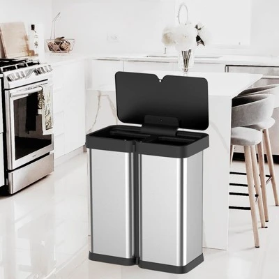 Automatic Motion Sensor Trash Can, 60L/16 Gal Touchless Garbage Bin With Soft-Close Lid, Dual Compartment Waste Basket For Kitchen, Office 7 Automatic Motion Sensor Trash Can, 60L/16 Gal Touchless Garbage Bin With Soft-Close Lid, Dual Compartment Waste Basket For Kitchen, Office - Image 5