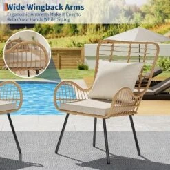 Jojoka Patio Dining Chairs Set Of 2, Outdoor Wicker Armchairs With Cushions, All-Weather Boho Bistro Chairs For Porch, Apartment, Lawn, Or Backyard -House Beautiful GUEST f6cd4fae 53e5 418a 832f 6adb218caef2