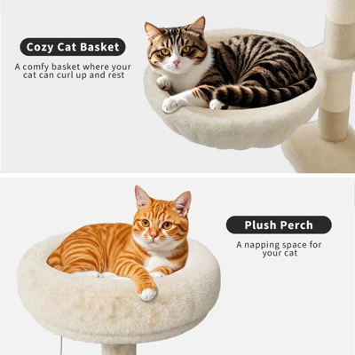Litter Box Enclosure With Cat Tree Tower And Condo, Hidden Cat Washroom Furniture With Sisal Scratching Post 7 Litter Box Enclosure With Cat Tree Tower And Condo, Hidden Cat Washroom Furniture With Sisal Scratching Post - Image 5