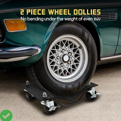 Heavy-Duty Steel Car Wheel Dolly Set Of 2/4 4000lbs/8000LBS Capacity Anti-Skid Tire Skates With 360° Swivel Casters 5 Heavy-Duty Steel Car Wheel Dolly Set Of 2/4 4000lbs/8000LBS Capacity Anti-Skid Tire Skates With 360° Swivel Casters - Image 3